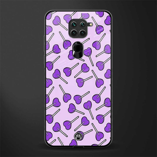 y2k hearts lollipop purple edition glass case for redmi note 9 image