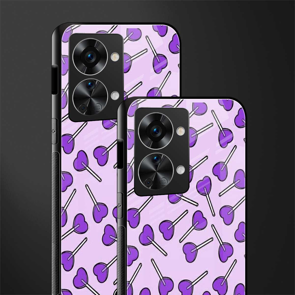 y2k hearts lollipop purple edition glass case for phone case | glass case for oneplus nord 2t 5g