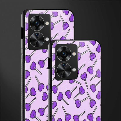 y2k hearts lollipop purple edition glass case for phone case | glass case for oneplus nord 2t 5g