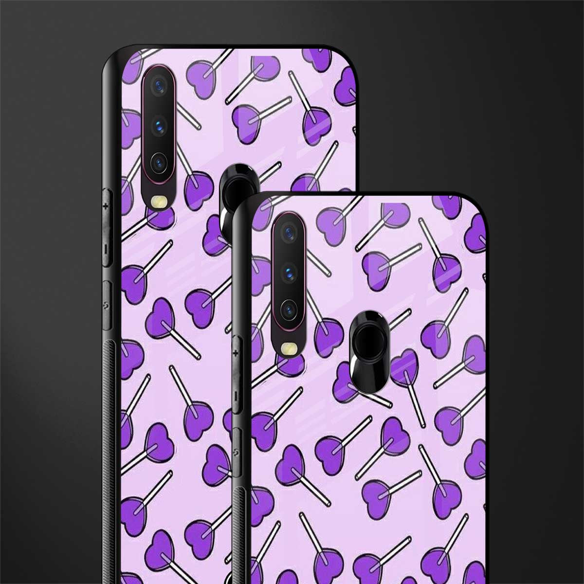 y2k hearts lollipop purple edition glass case for vivo y15 image-2