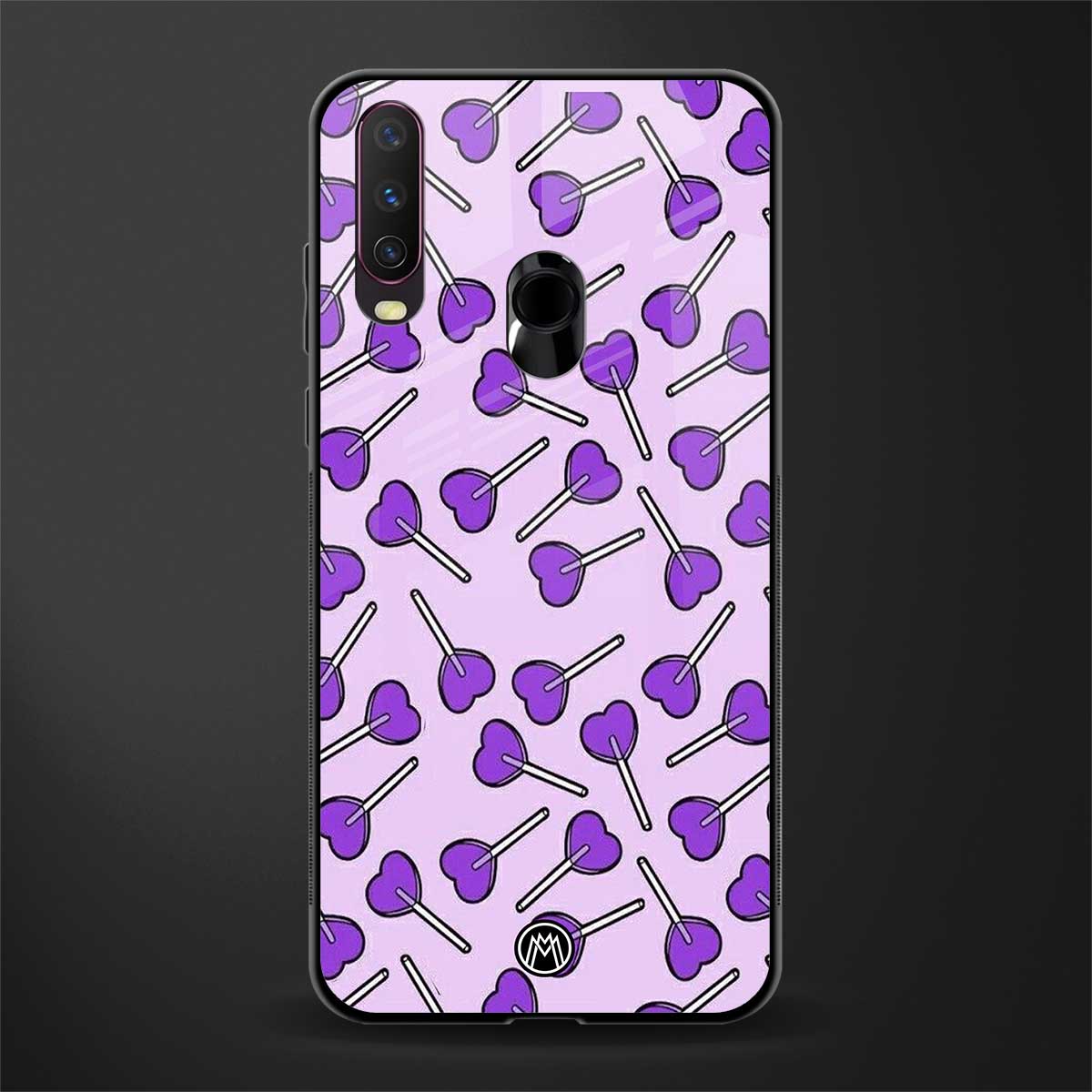y2k hearts lollipop purple edition glass case for vivo y15 image