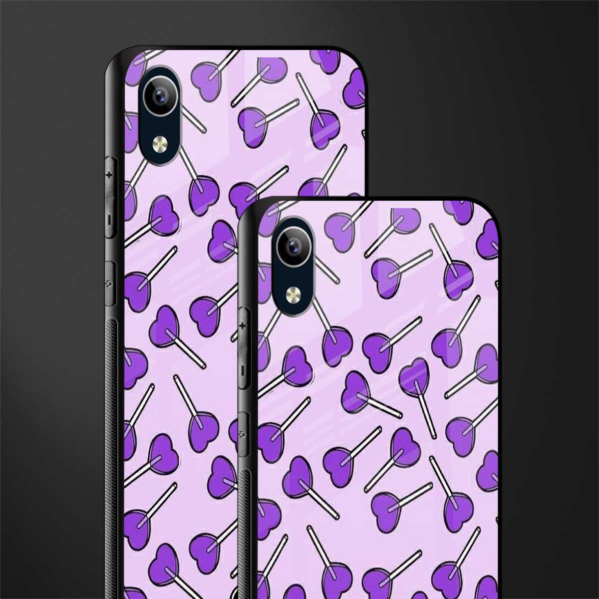 y2k hearts lollipop purple edition glass case for vivo y1s without fingerprint image-2