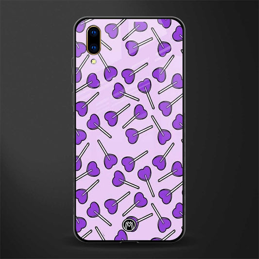 y2k hearts lollipop purple edition glass case for vivo v11 pro image