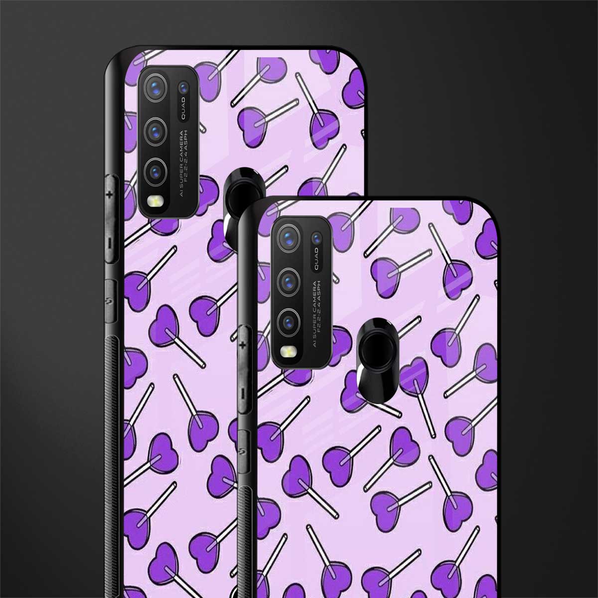 y2k hearts lollipop purple edition glass case for vivo y30 image-2
