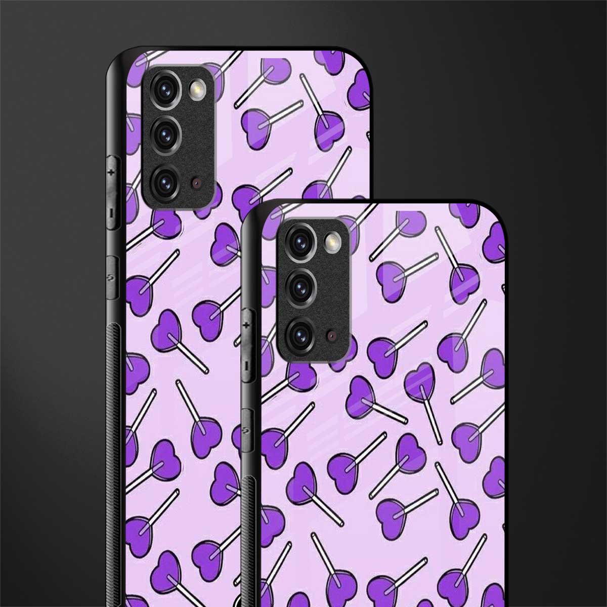 y2k hearts lollipop purple edition glass case for samsung galaxy note 20 image-2