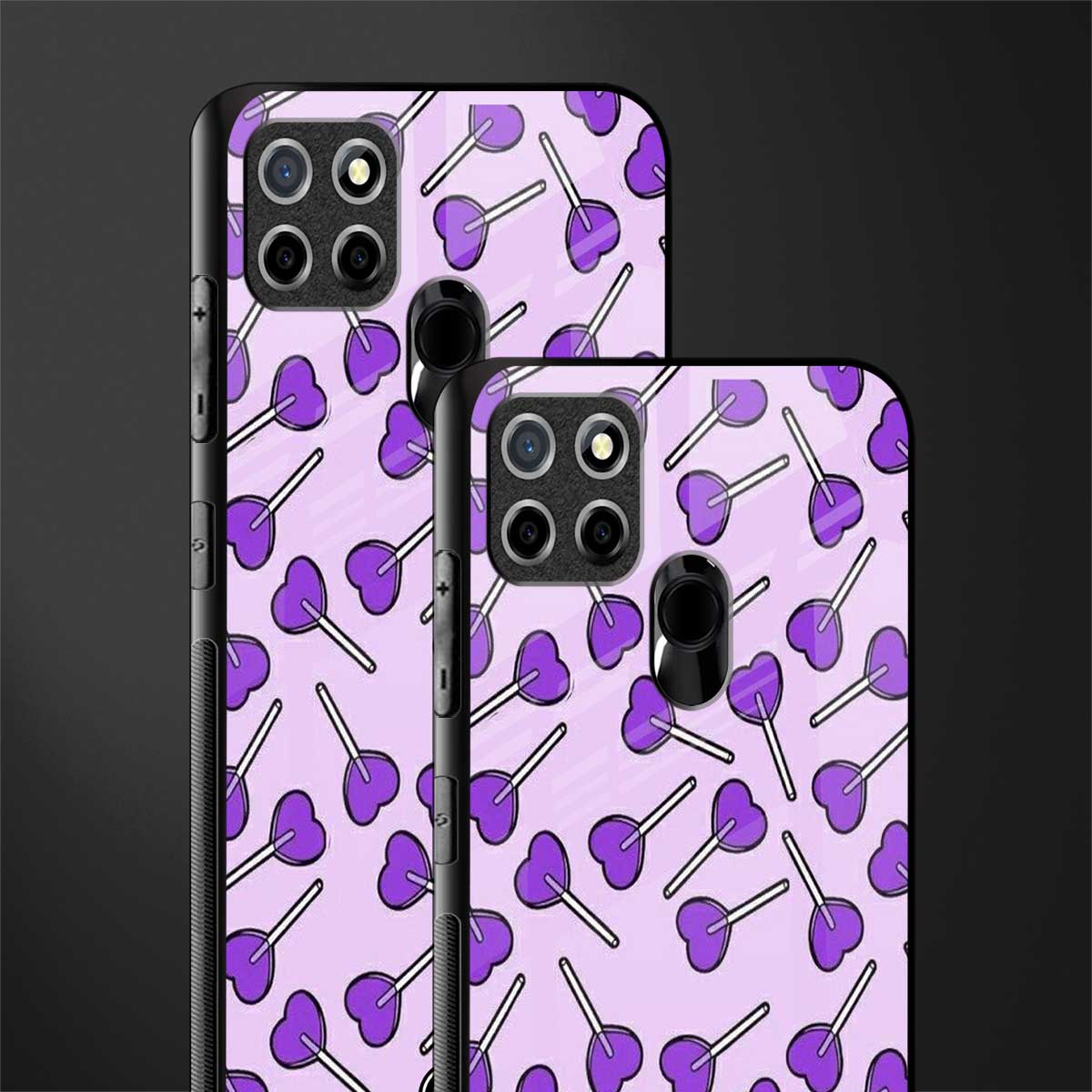 y2k hearts lollipop purple edition glass case for realme narzo 20 image-2