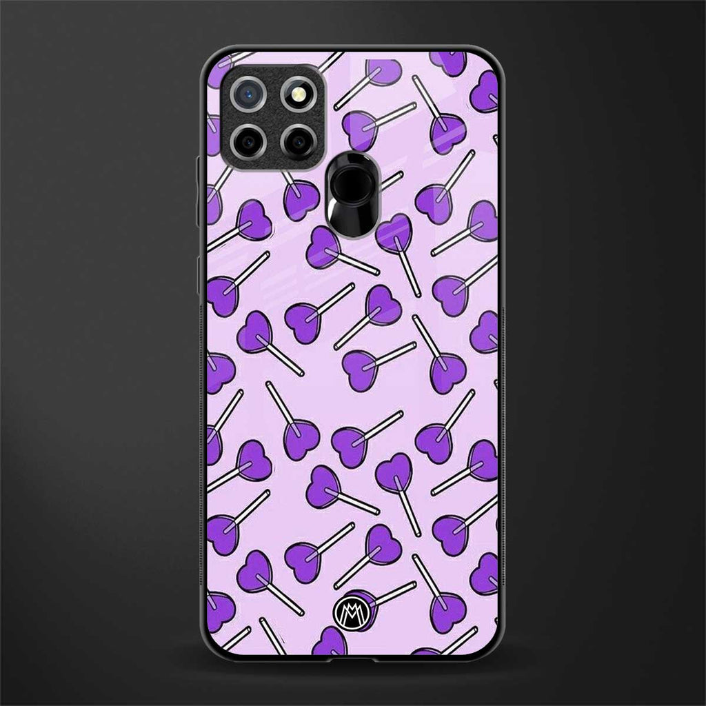 y2k hearts lollipop purple edition glass case for realme narzo 30a image