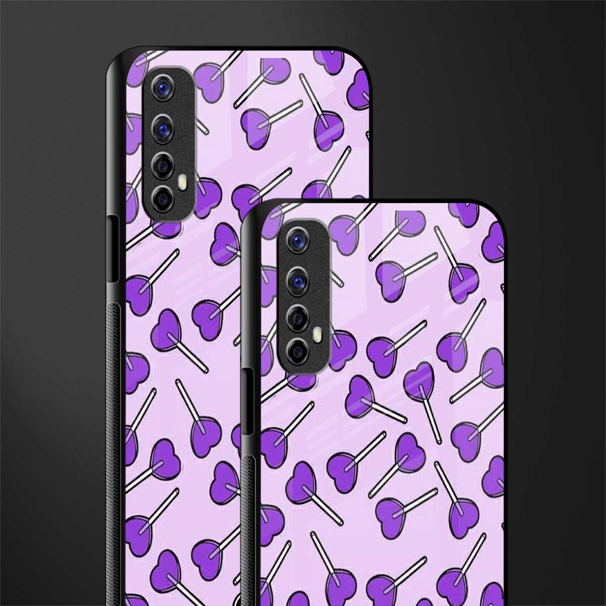 y2k hearts lollipop purple edition glass case for realme 7 image-2