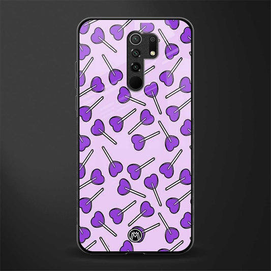 y2k hearts lollipop purple edition glass case for redmi 9 prime image