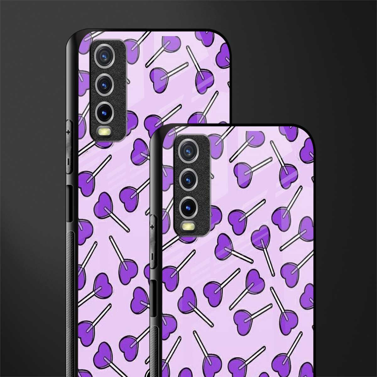 y2k hearts lollipop purple edition glass case for vivo y20i vivo y20t image-2
