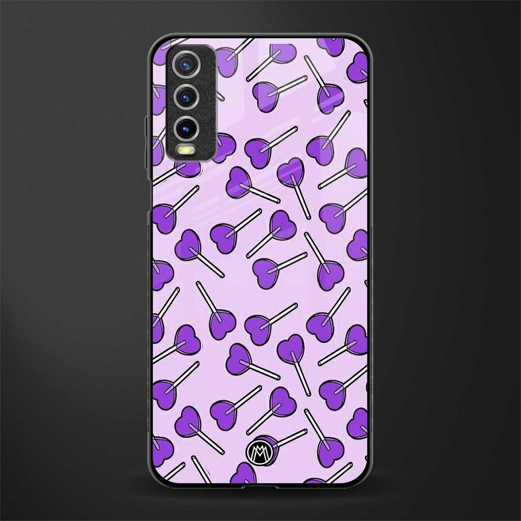y2k hearts lollipop purple edition glass case for vivo y20i vivo y20t image