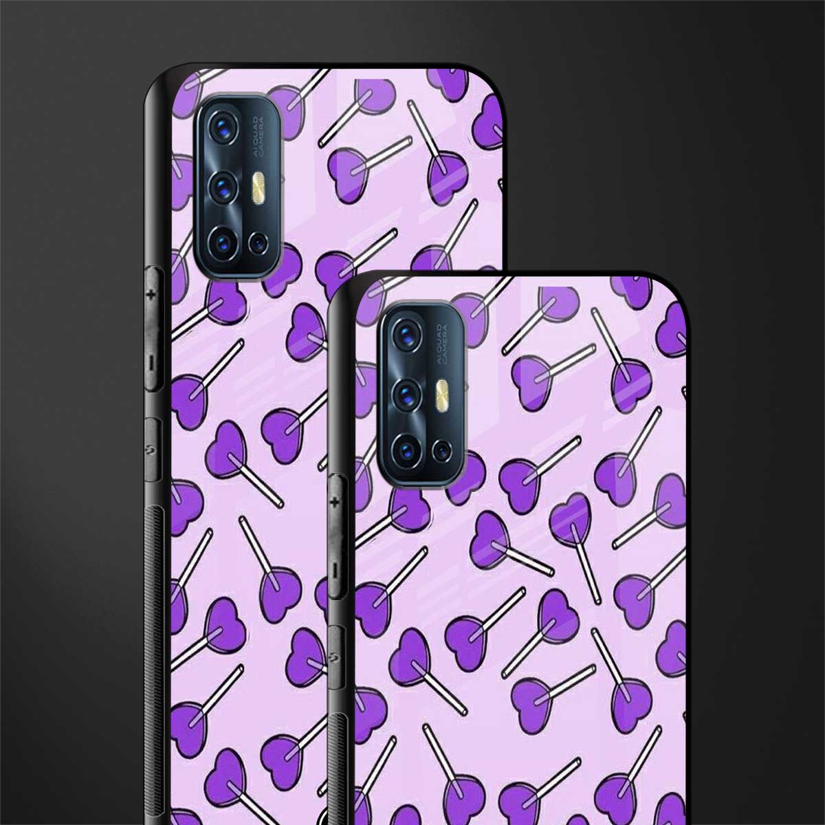 y2k hearts lollipop purple edition glass case for vivo v17 image-2