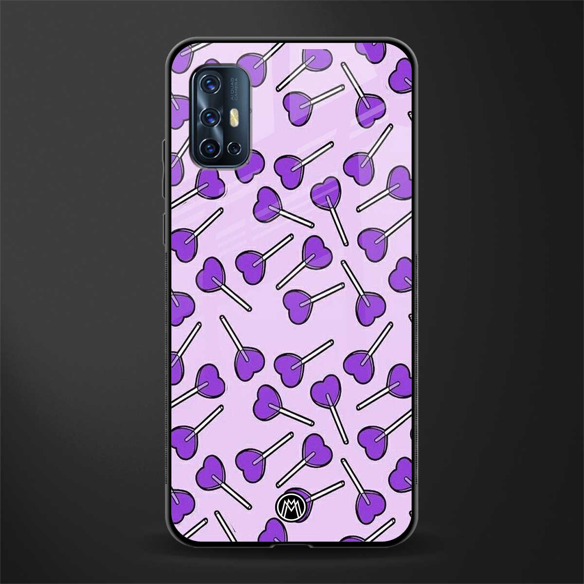 y2k hearts lollipop purple edition glass case for vivo v17 image