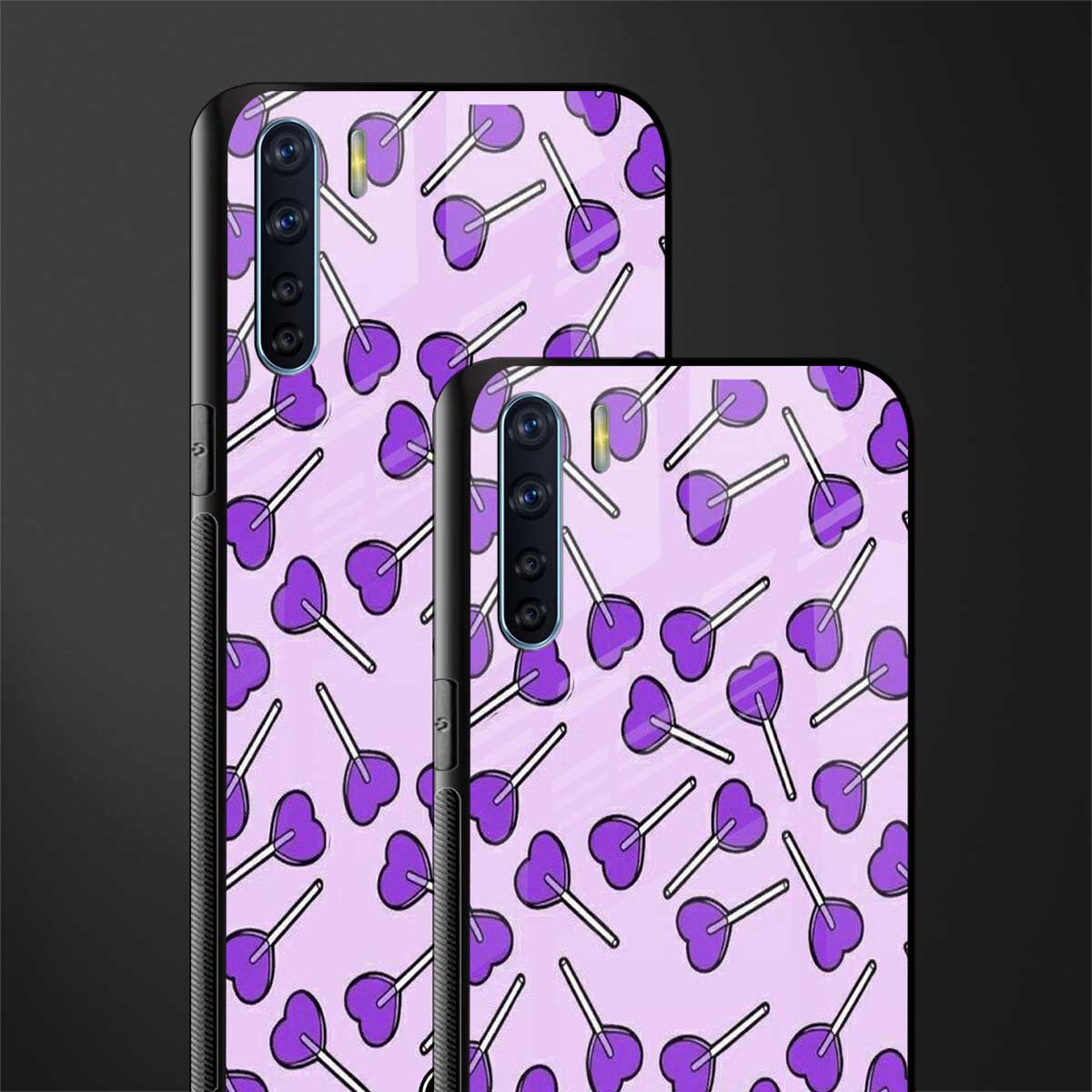 y2k hearts lollipop purple edition glass case for oppo f15 image-2