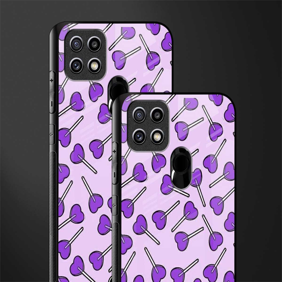 y2k hearts lollipop purple edition glass case for oppo a15s image-2