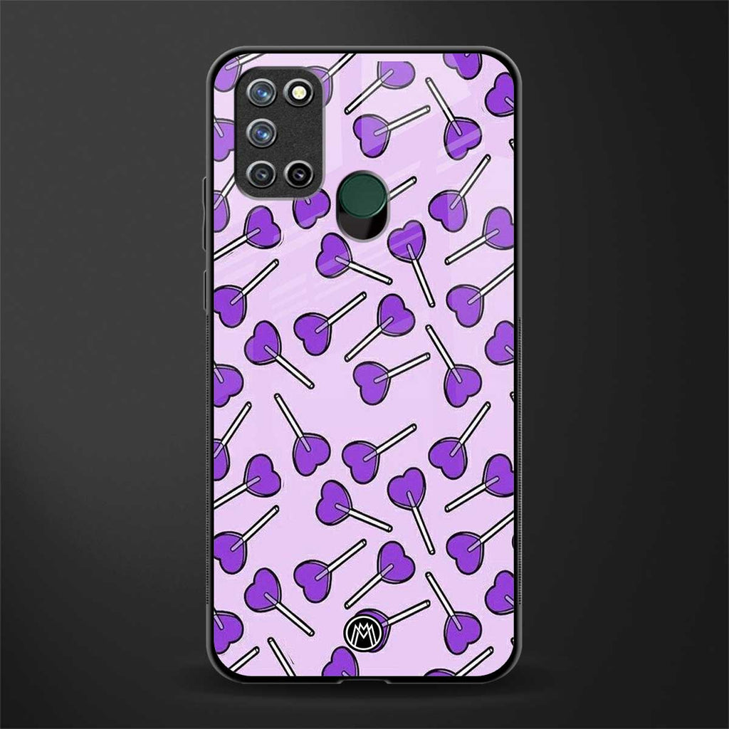 y2k hearts lollipop purple edition glass case for realme 7i image