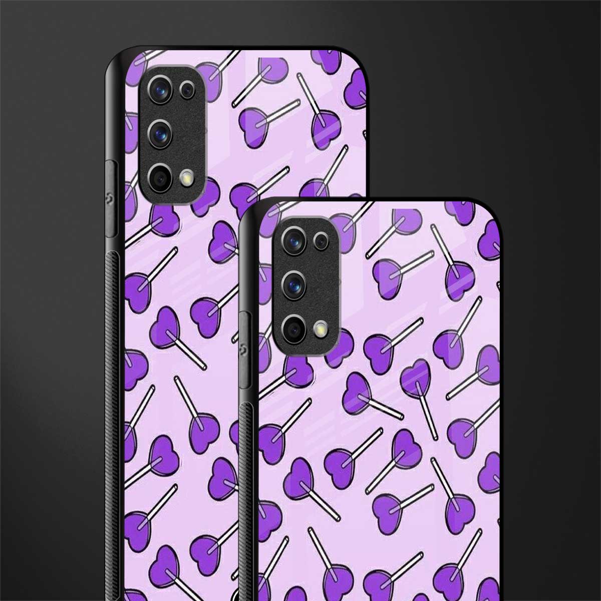 y2k hearts lollipop purple edition glass case for realme 7 pro image-2