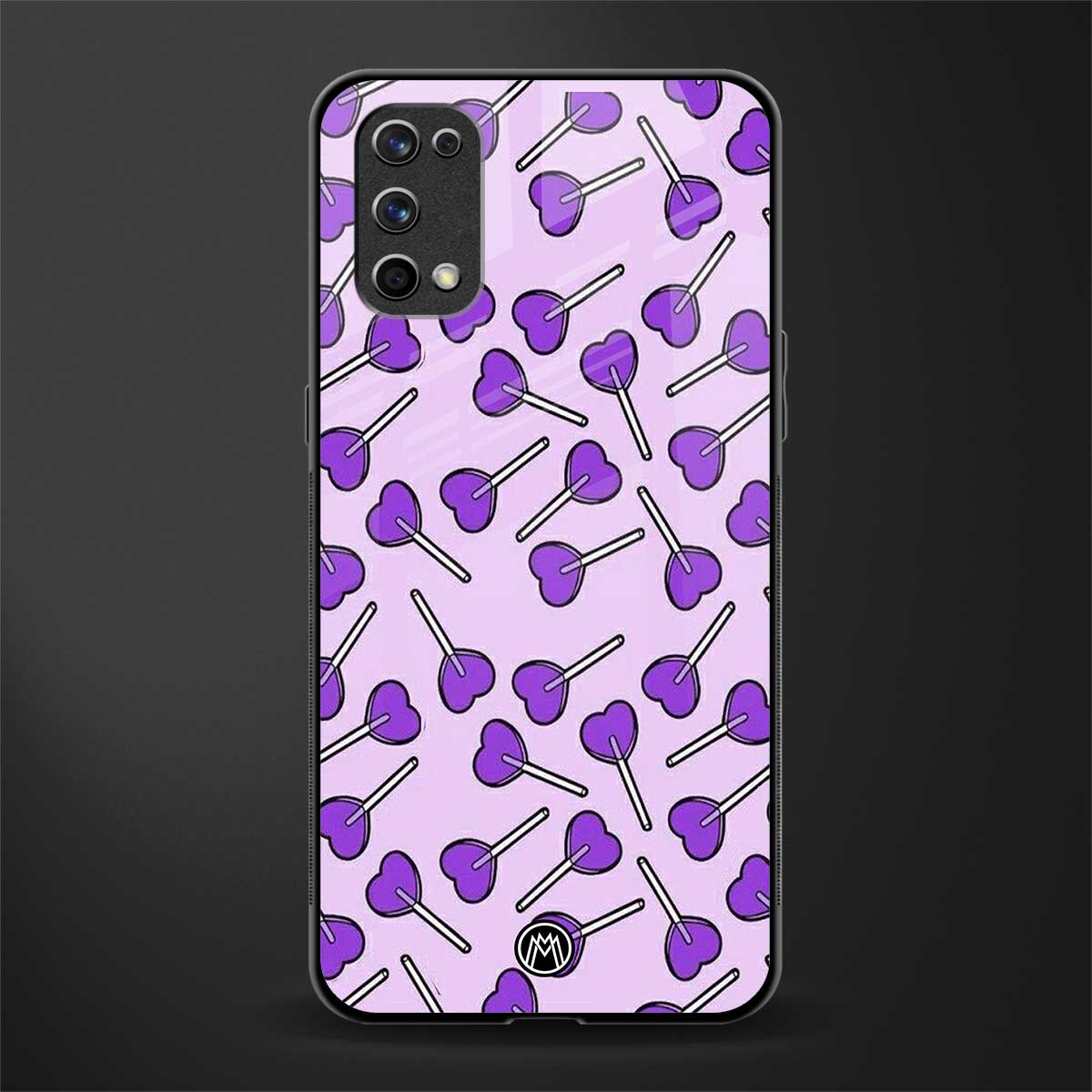 y2k hearts lollipop purple edition glass case for realme 7 pro image