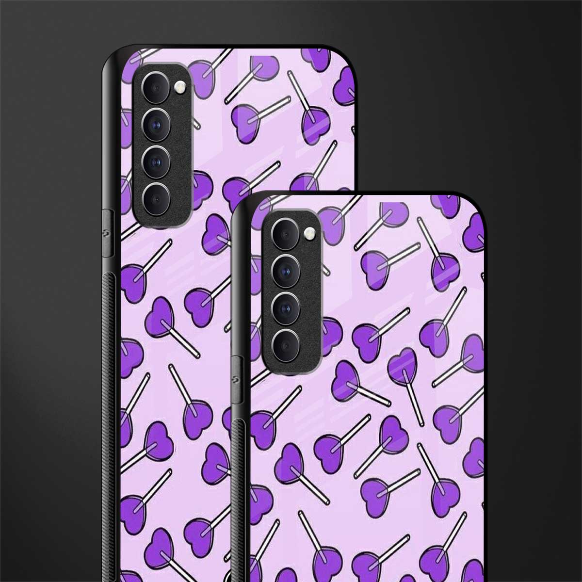 y2k hearts lollipop purple edition glass case for oppo reno 4 pro image-2