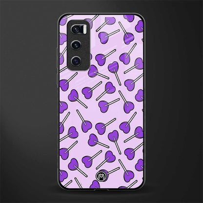 y2k hearts lollipop purple edition glass case for vivo v20 se image