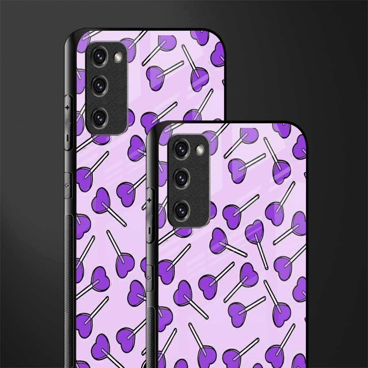 y2k hearts lollipop purple edition glass case for samsung galaxy s20 fe image-2