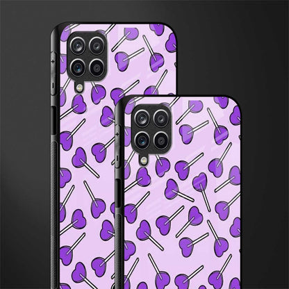 y2k hearts lollipop purple edition glass case for samsung galaxy f12 image-2