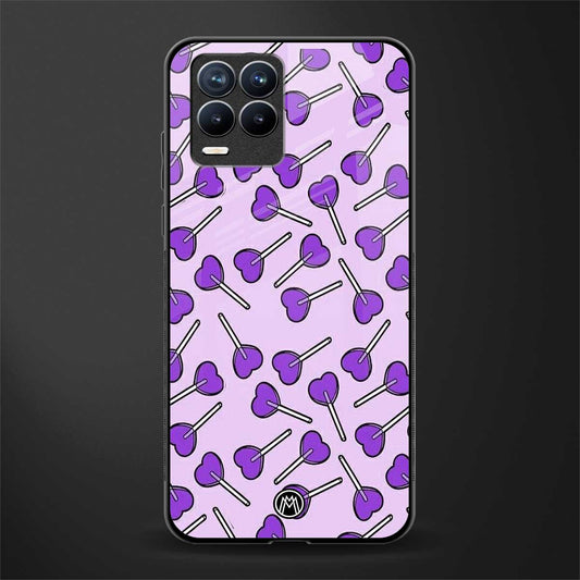 y2k hearts lollipop purple edition glass case for realme 8 4g image