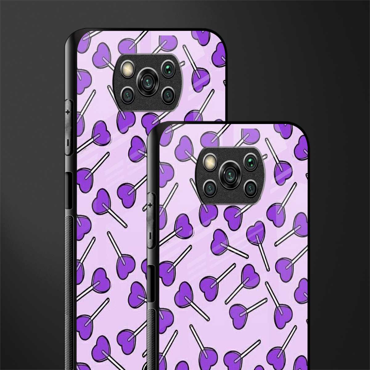y2k hearts lollipop purple edition glass case for poco x3 image-2