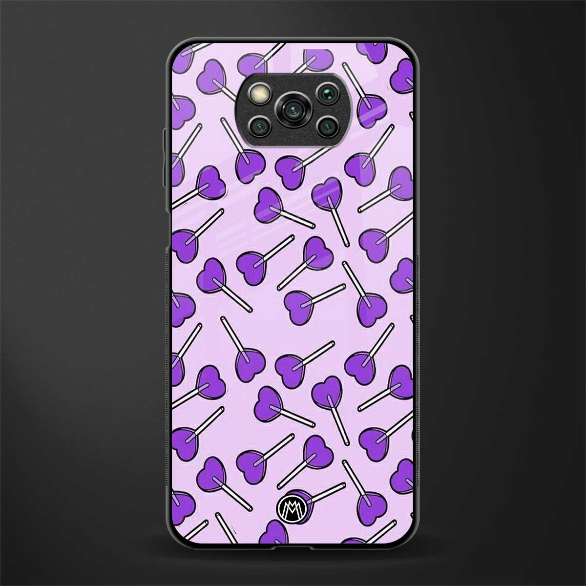 y2k hearts lollipop purple edition glass case for poco x3 image