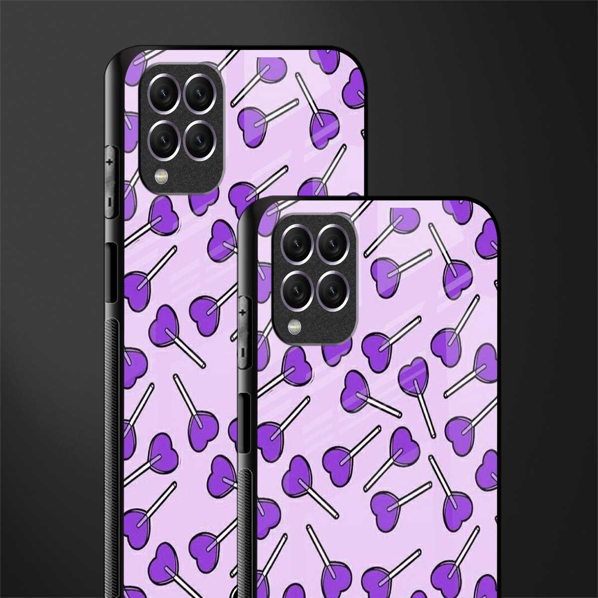 y2k hearts lollipop purple edition glass case for samsung galaxy f62 image-2