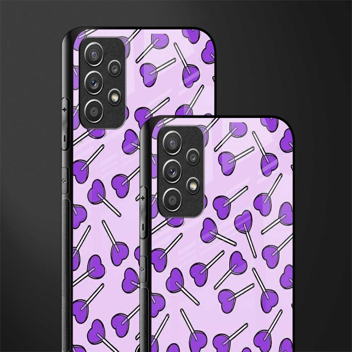 y2k hearts lollipop purple edition glass case for samsung galaxy a72 image-2