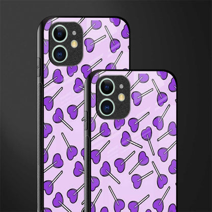 y2k hearts lollipop purple edition glass case for iphone 12 mini image-2