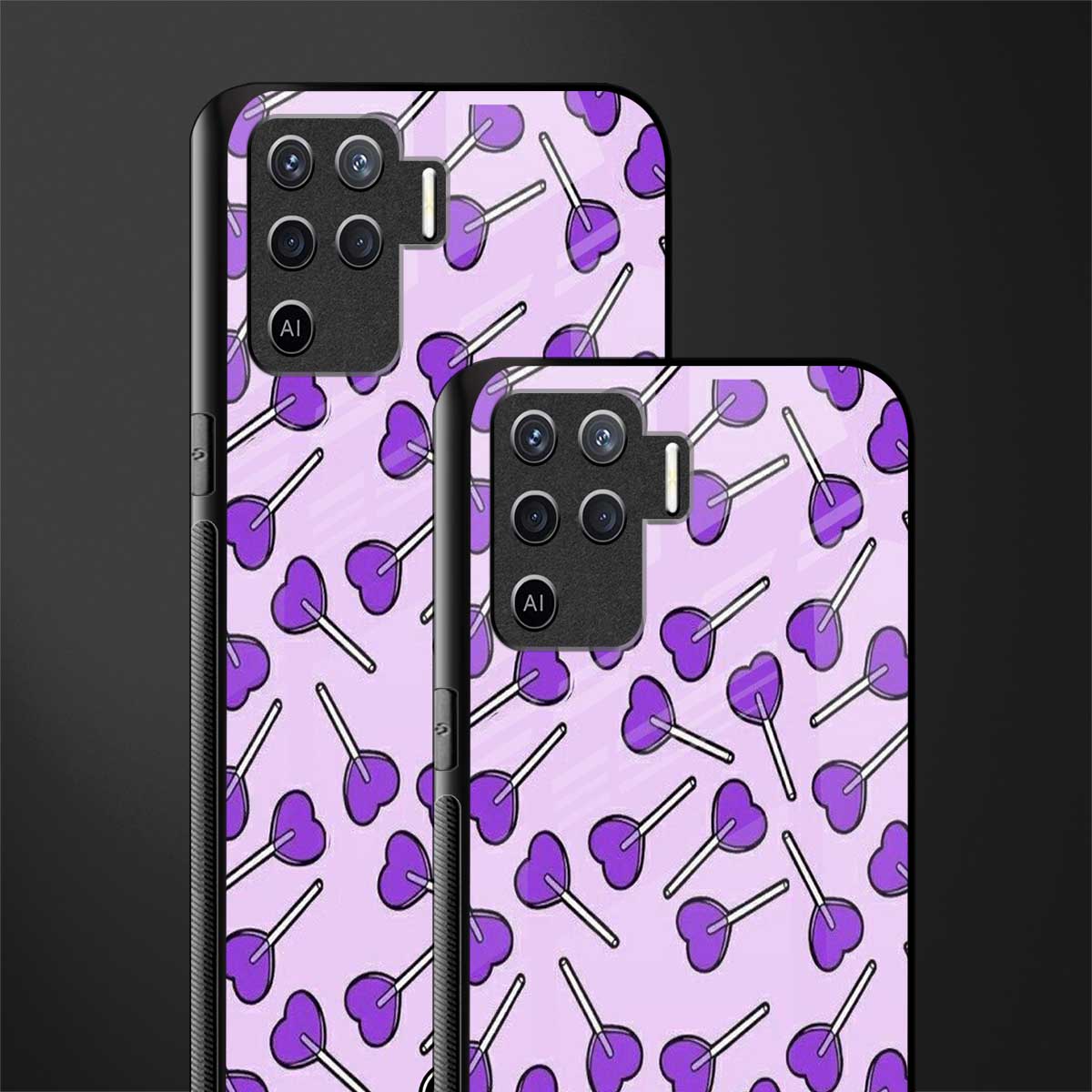 y2k hearts lollipop purple edition glass case for oppo f19 pro image-2