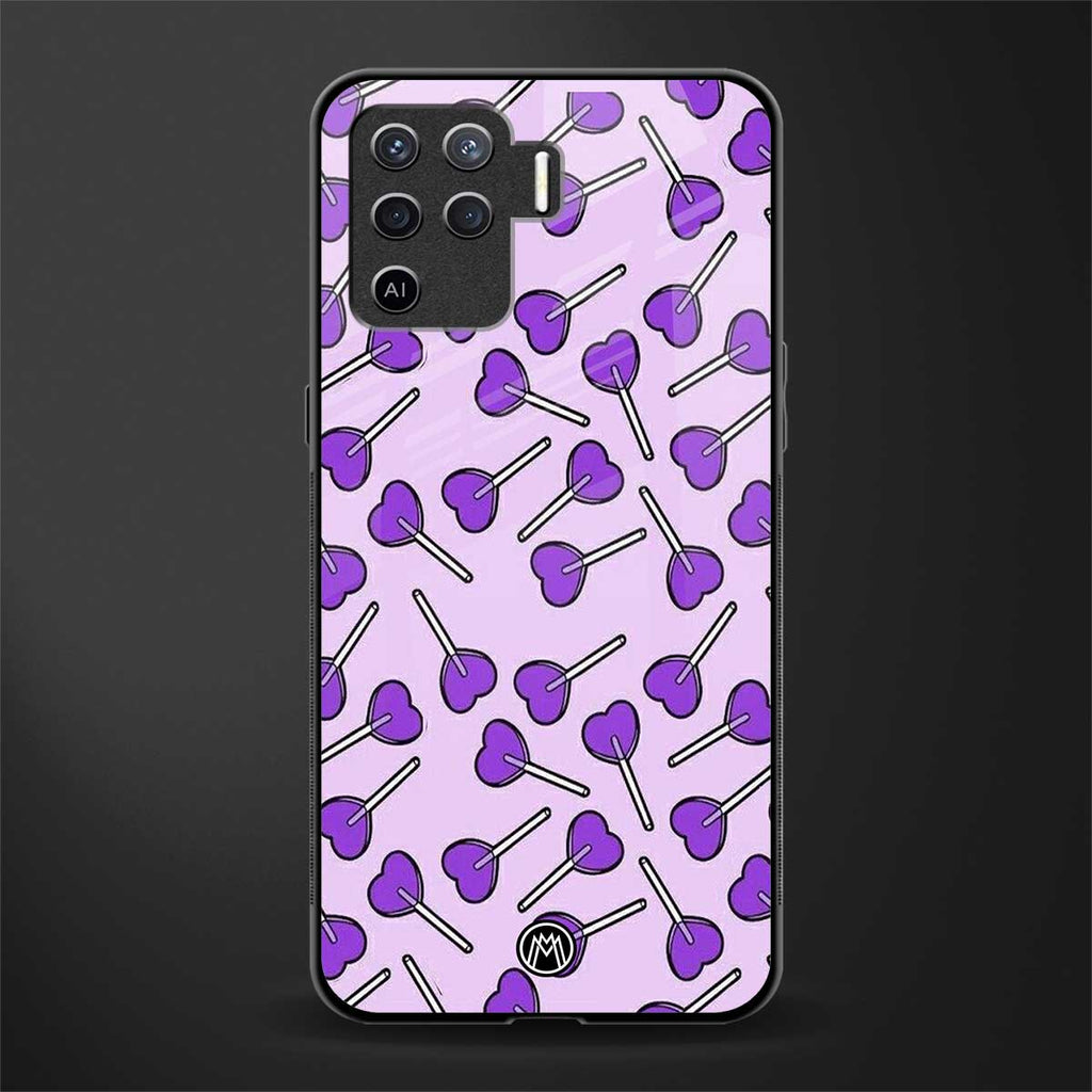 y2k hearts lollipop purple edition glass case for oppo f19 pro image