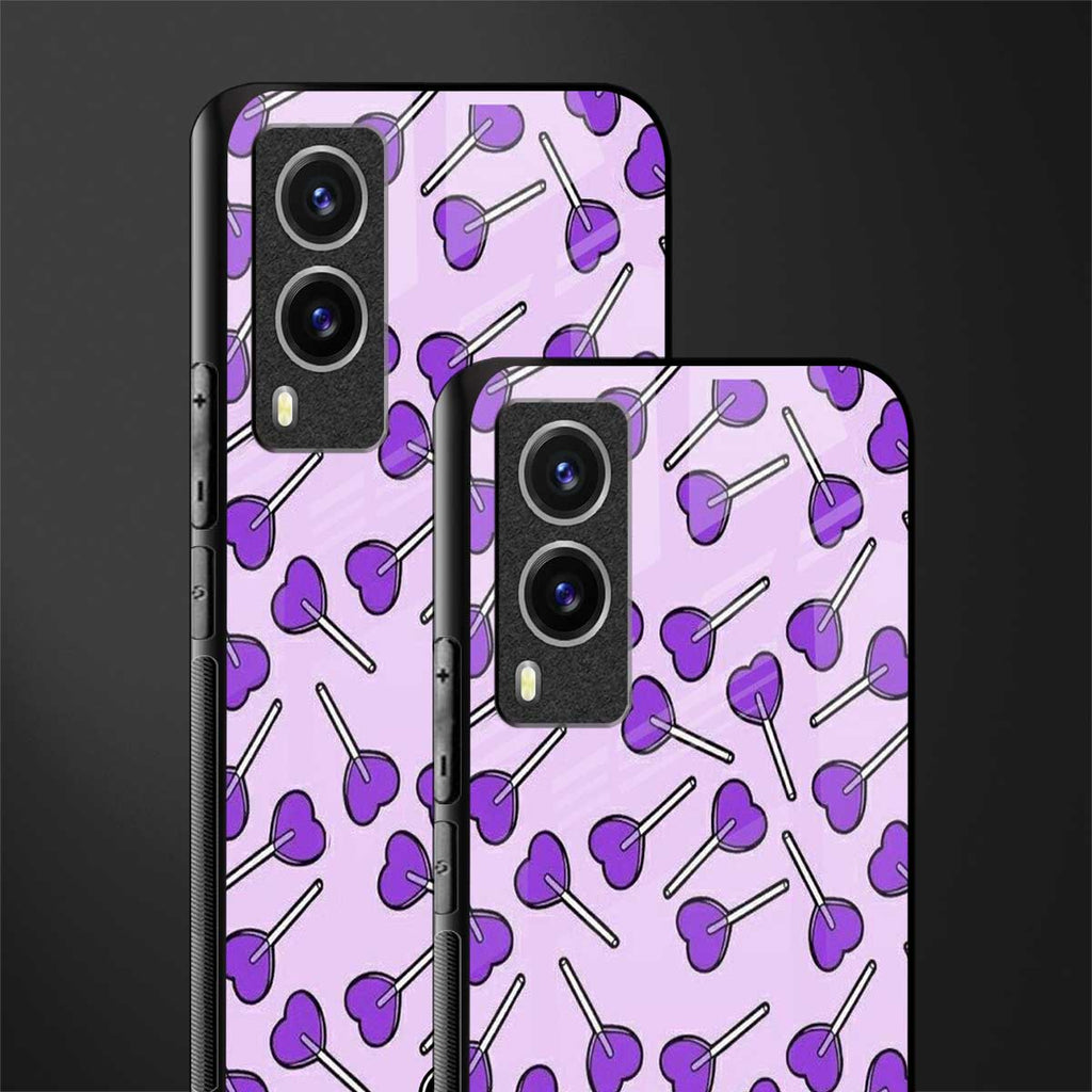 y2k hearts lollipop purple edition glass case for vivo v21e 5g image-2