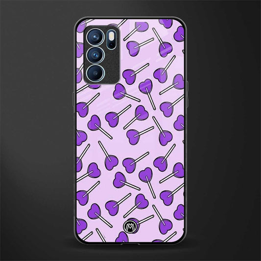 y2k hearts lollipop purple edition glass case for oppo reno6 5g image