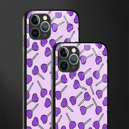 y2k hearts lollipop purple edition glass case for iphone 11 pro image-2