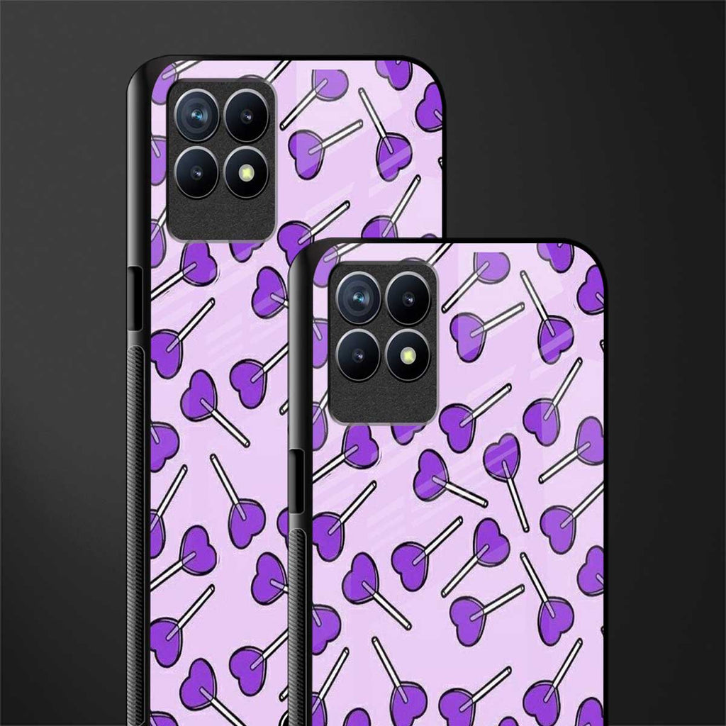 y2k hearts lollipop purple edition glass case for realme 8i image-2