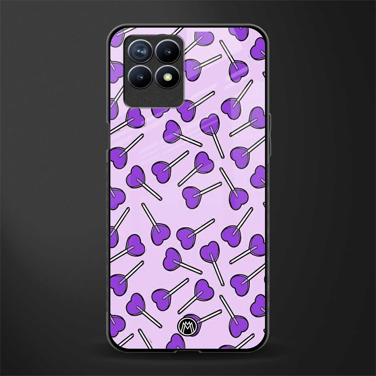 y2k hearts lollipop purple edition glass case for realme 8i image