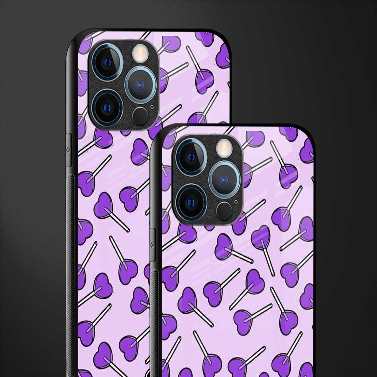 y2k hearts lollipop purple edition glass case for iphone 12 pro image-2