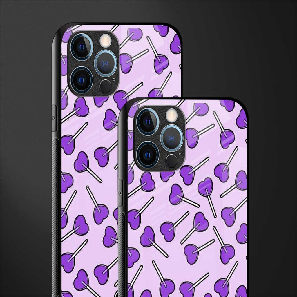 y2k hearts lollipop purple edition glass case for iphone 12 pro max image-2