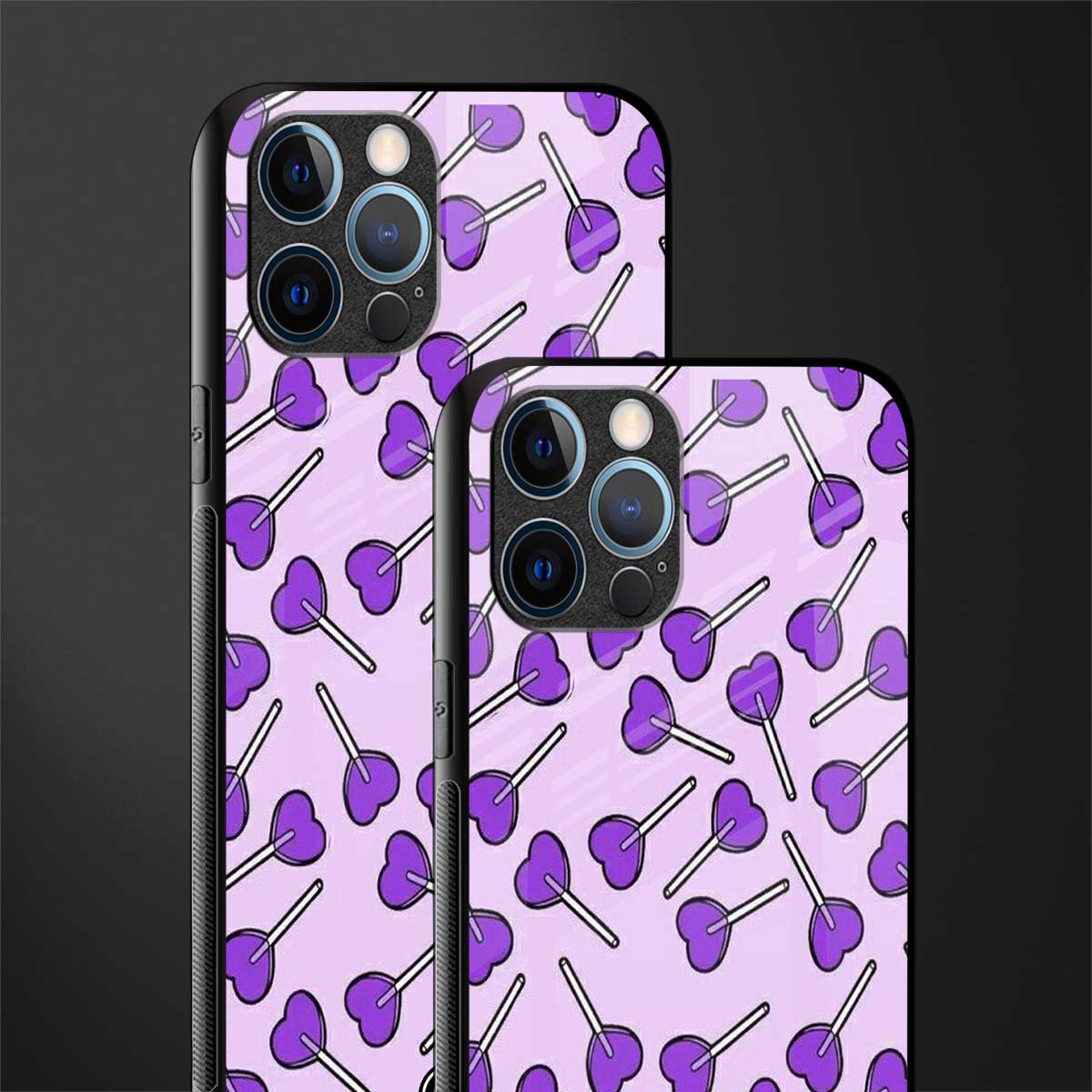 y2k hearts lollipop purple edition glass case for iphone 12 pro max image-2