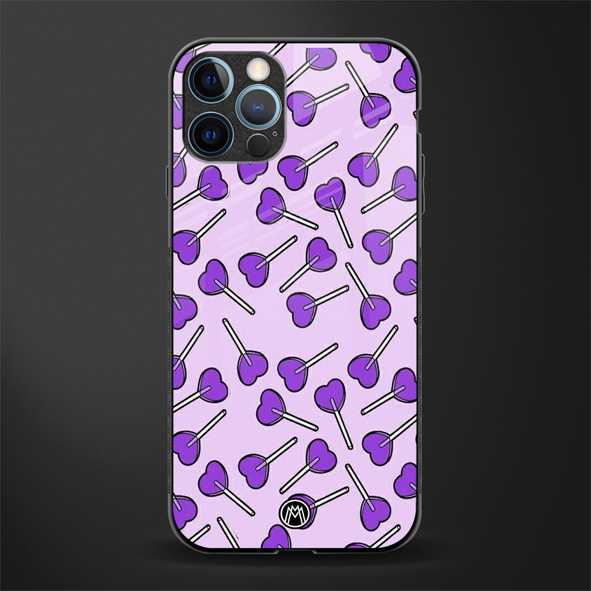 y2k hearts lollipop purple edition glass case for iphone 14 pro max image