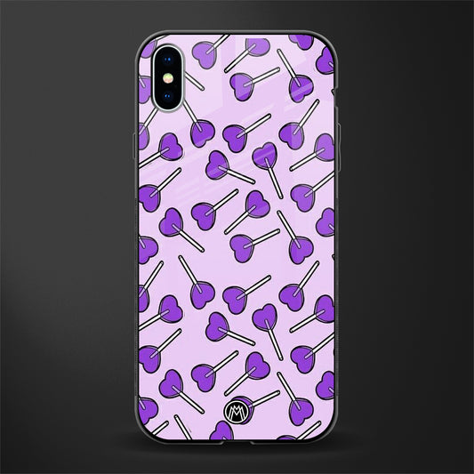 y2k hearts lollipop purple edition glass case for iphone xs max image