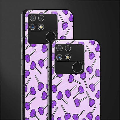 y2k hearts lollipop purple edition back phone cover | glass case for realme narzo 50a