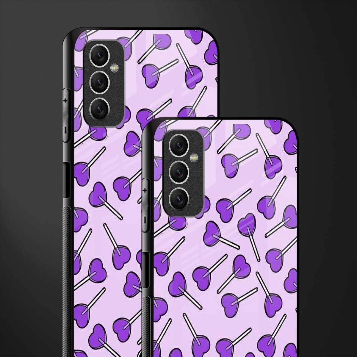 y2k hearts lollipop purple edition glass case for samsung galaxy m52 5g image-2