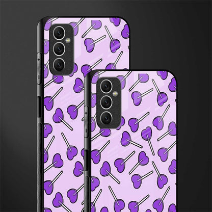 y2k hearts lollipop purple edition glass case for samsung galaxy m52 5g image-2