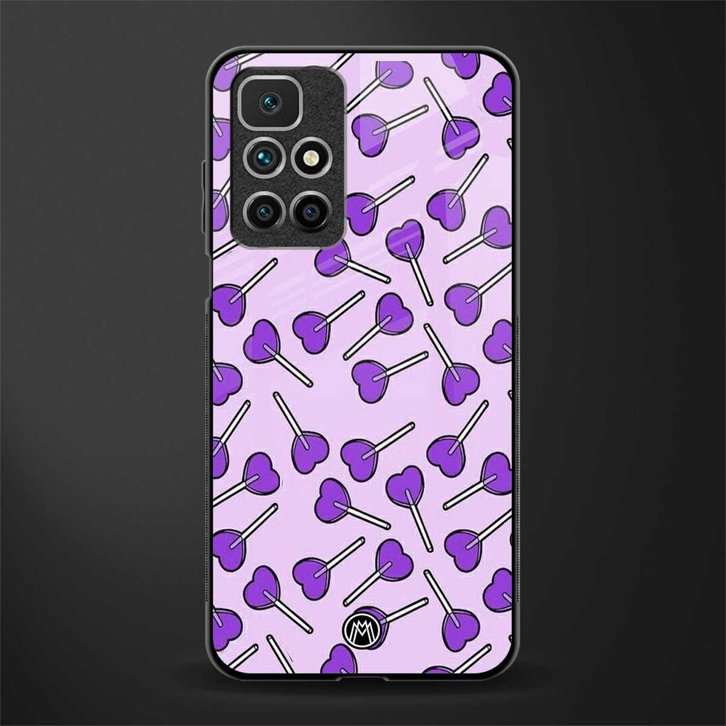 y2k hearts lollipop purple edition glass case for redmi 10 prime image