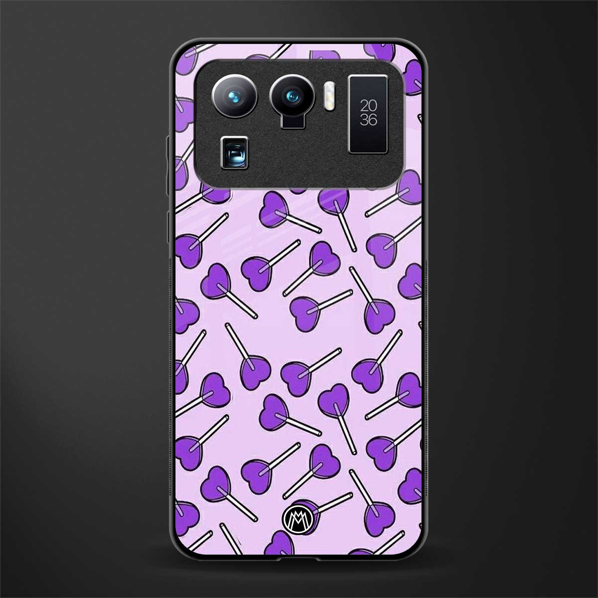 y2k hearts lollipop purple edition glass case for mi 11 ultra 5g image