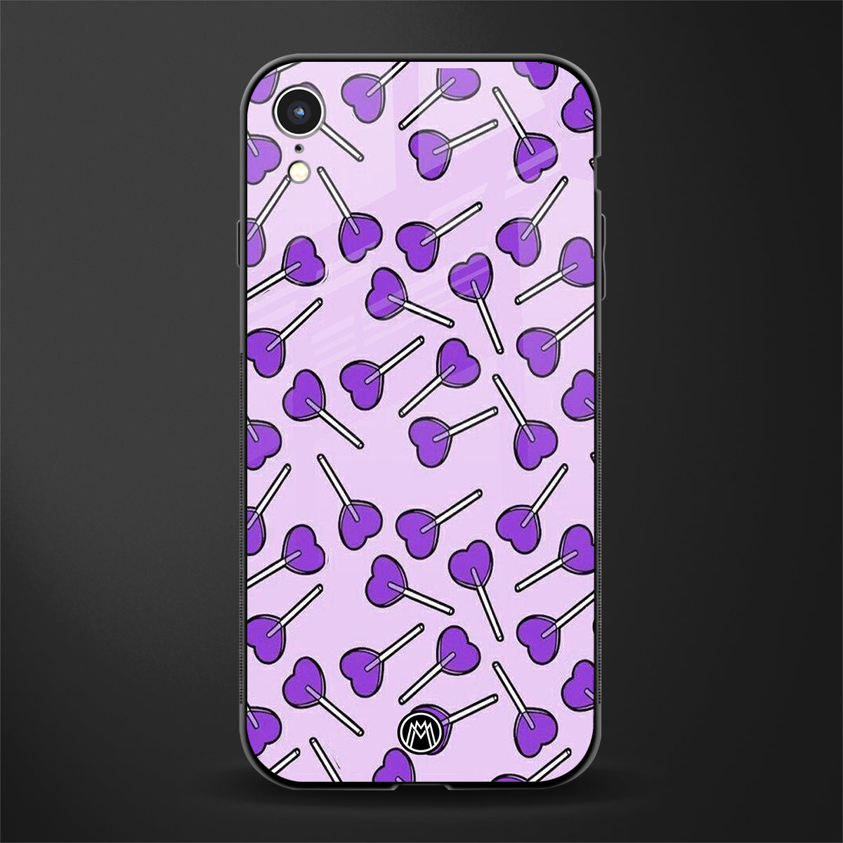 y2k hearts lollipop purple edition glass case for iphone xr image